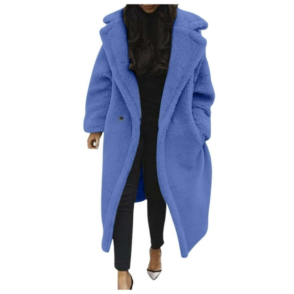 Women's Lamb Lined Jacket Long Shearling Coat With Oversized Pockets