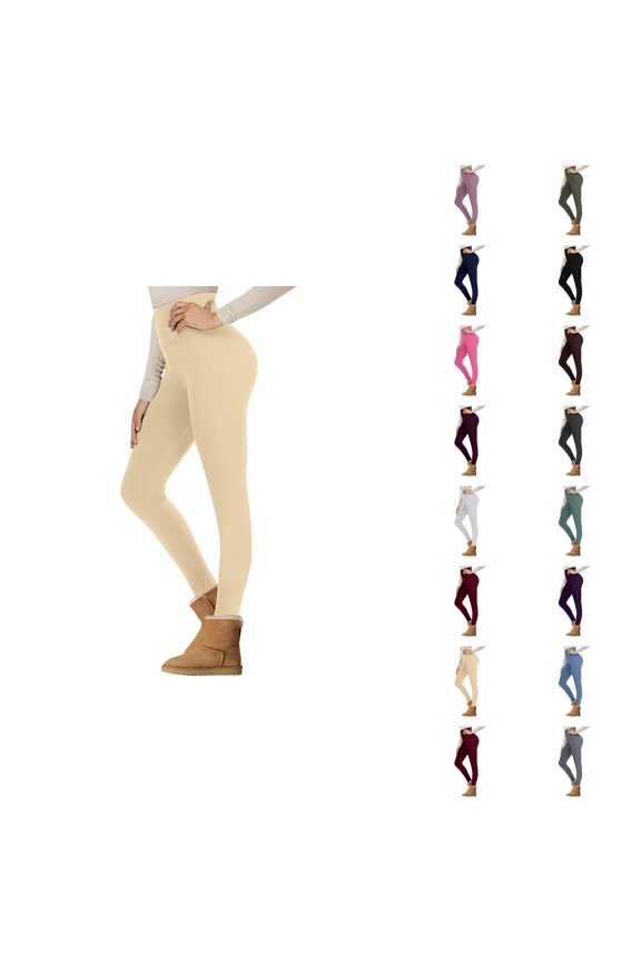 Women's Lambswool Lined Leggings – High Waist Winter Yoga Pants, Soft Warm Thermal Fleece-Lined with Tummy Control for Hiking & Workout