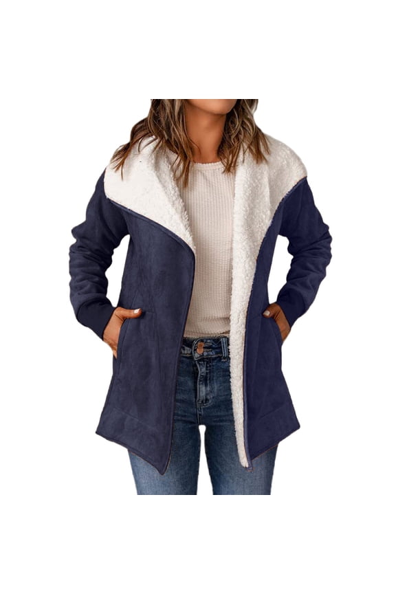 Women's Lambswool Long Sleeve Winter Coat Soft Outerwear Comfortable Thermal Insulation Fashionable Hooded Design