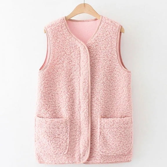 Women's Lambswool Vest Versatile Loose Fit Shearling Gilet Sleeveless Jacket Women's down Jacket Long Vest for Women plus Size Heated Vest for Women with Battery Pack Double Vest Women Long Womens