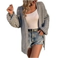 thumbnail image 1 of Women's Lantern Long Sleeve Open Front Knit Cardigan Sweater Coat Solid Color Casual Loose Comfy Long Fall Outwear, 1 of 7