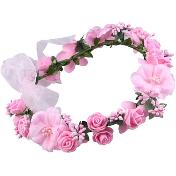 Floral Crown Women Handmade Hair Wreath Wedding Bridal Flower Headband for Festival Beach Holiday