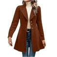thumbnail image 1 of Women's Lapel Wool Blend Wrap Coat Long Sleeve Button Down Cotton Jackets Casual Cotton Lightweight Tunic Tops Outwear (L, Coffee), 1 of 6