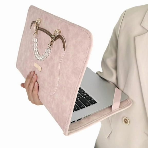Women's Laptop Bag for 14-15.6 Inch Laptops - TSA Approved Lightweight Computer Case with Handle, Elegant Working & Traveling Notebook Sleeve for Women, PU Leather Portable Office Accessory, Pink