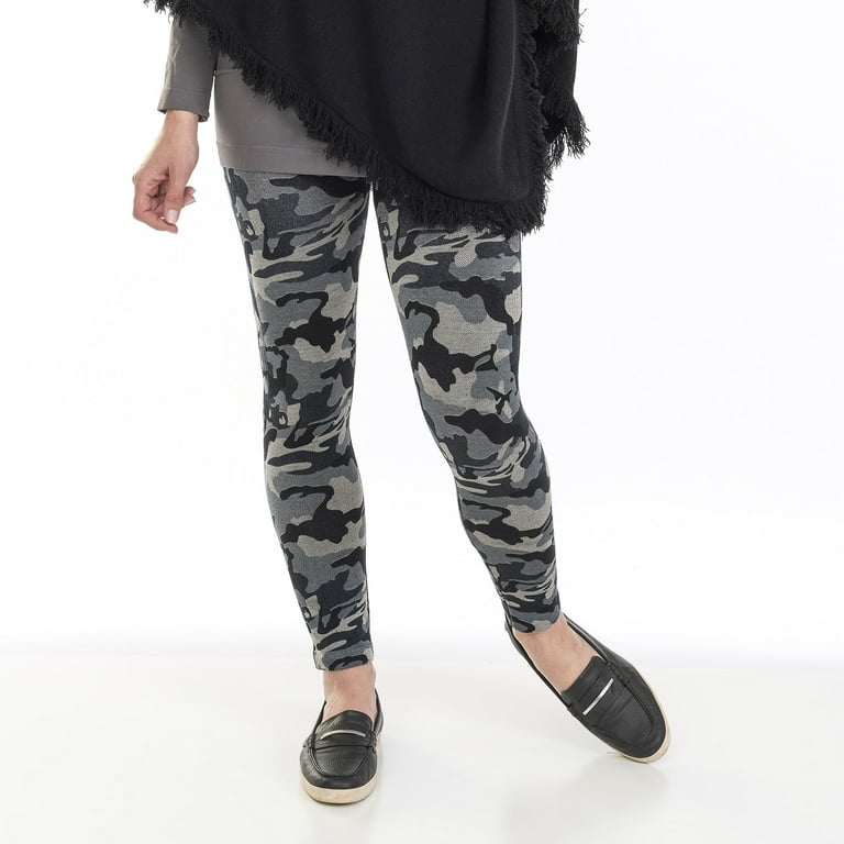 Women's Large Black Cotton Camouflage Leggings by Howard's