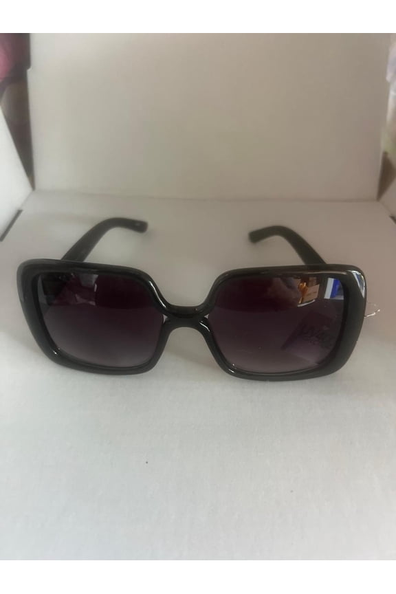 Womens Large Black Square Tinted Lens Black Sunglasses UV 400 New (BONUS 1 FUN CHOPS)