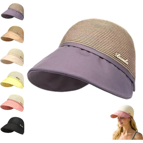 Women's Large Brim Sunscreen Hat, Summer UPF 50 UV Adjustable Wide Brim Spliced Breathable Sun Hat, Straw Hat for Beach