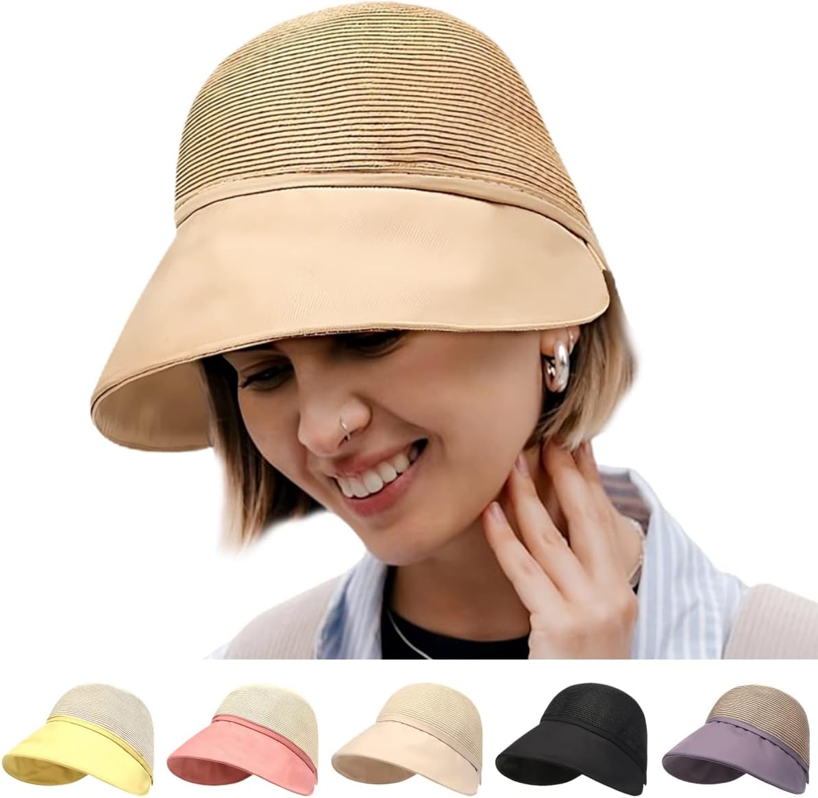 Women's Large Brim Sunscreen Hat for Beach Outing in Summer, Sun Visor ...