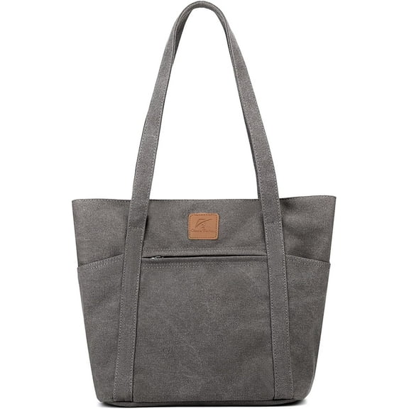 Women's Large Canvas Shoulder Bag Retro Multi-pocket Handbags Work Tote Purses