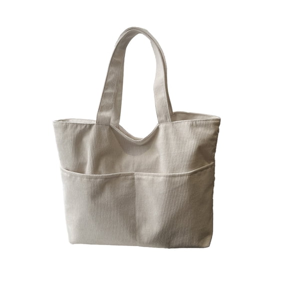 Women's Large Capacity Corduroy Tote Bag for Daily Commuting, Youngster Campus Use, Shopping, Casual Outings, Soft Solid Color Shoulder Handbag for Daily Supplies Storage