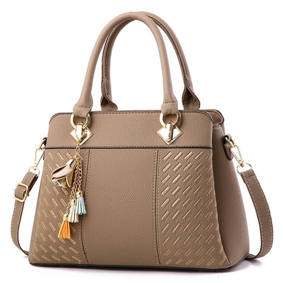 Women's Large Capacity Embroidery Thread Top-Handle Handbags Purse Satchel Leather Totes Crossbody Shoulder Bag