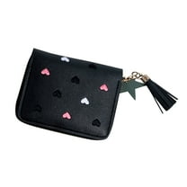 Women's Large Capacity Heart Shaped PU Leather Foldable Cosmetic Bag with Functional Wallet Card Organizer Compartments