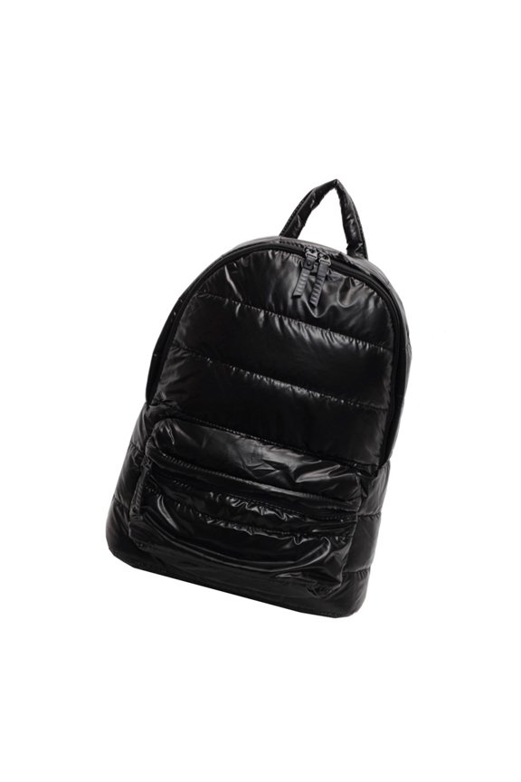 Women's Large Capacity Metallic Quilted Puffer Backpack Travel School Adjustable Shoulder Bag with Zippered Multi Pocket