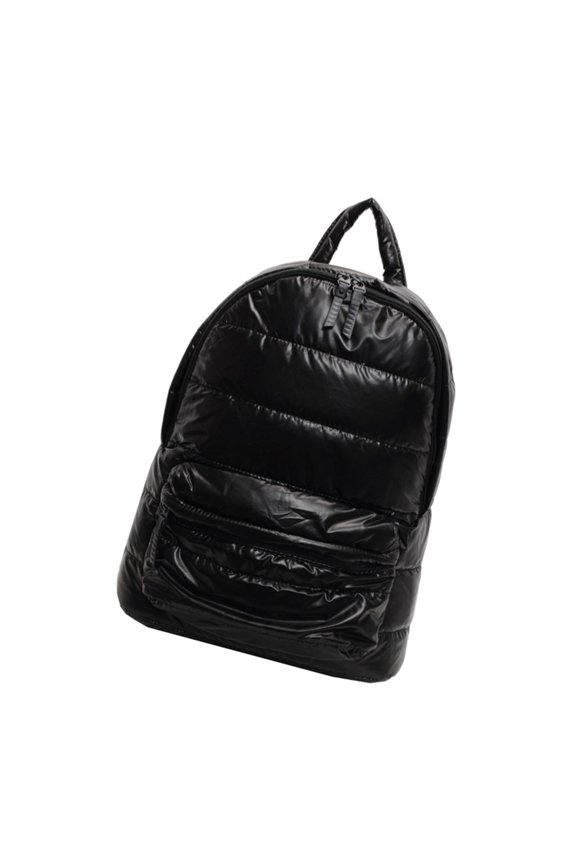 Women's Large Capacity Metallic Quilted Puffer Backpack Travel School Adjustable Shoulder Bag with Zippered Multi Pocket