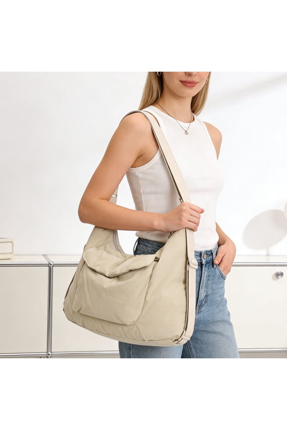 Women's Large Capacity Nylon Backpack with Shoulder Strap Lightweight 2-in-1 Bag for Travel, Work, and Everyday Use Versatile Multi-Compartment Purse for Carrying Essentials, Casual Convertible