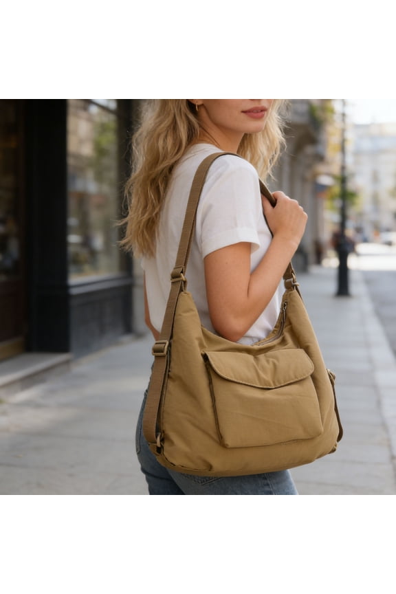 Women's Large Capacity Nylon Backpack with Shoulder Strap Lightweight 2-in-1 Bag for Travel, Work, and Everyday Use Versatile Multi-Compartment Purse for Carrying Essentials, Casual Convertible