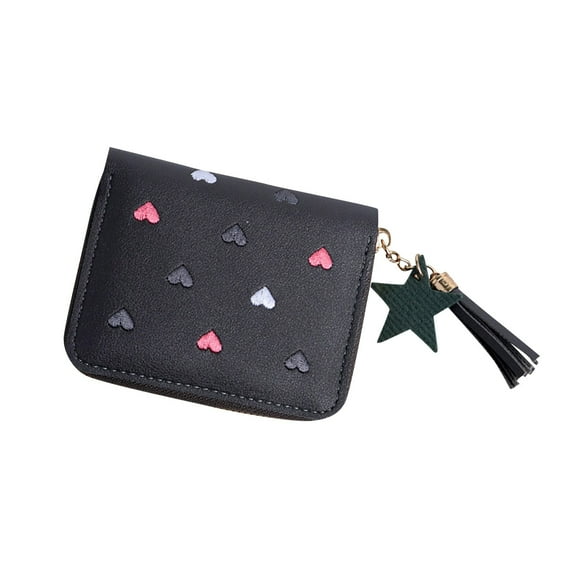 Women's Large Capacity PU Leather Heart Shaped Foldable Functional Wallet Card Purse & Makeup Bag for Versatile Storage and Stylish Organization