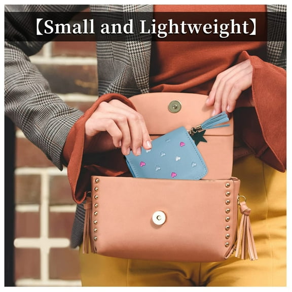 Women's Large Capacity PU Leather Heart Shaped Foldable Functional Wallet Card Purse and Makeup Bag for Cosmetics and Accessories