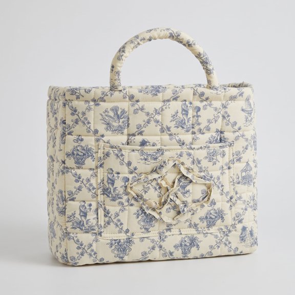 Women's Large-Capacity Quilted Storage Basket Tote Bag