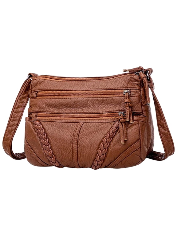 Women's Large Capacity Soft Leather Crossbody Bag, Multi-Compartment Mom's Purse with Multiple Pockets, Ladies' Everyday Handbag, Organizer Tote