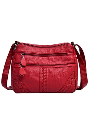 Women's Large Capacity Soft Leather Crossbody Bag, Multi-Compartment Mom's Purse with Multiple Pockets, Ladies' Everyday Handbag, Organizer Tote