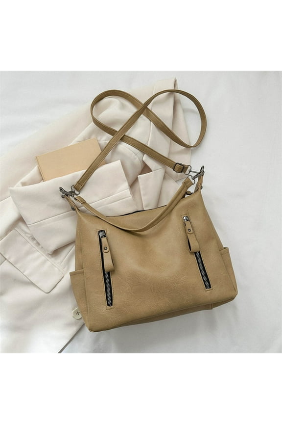 Women's Large Capacity Soft Leather Tote Bag Commuter Leisure Crossbody Shoulder Multipurpose Handbag for Work Travel Shopping Laptop Carry