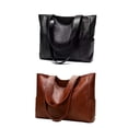 thumbnail image 1 of Women's Large Capacity Tote Bag Soft Faux Leather Shoulder Handbag Brown Everyday Commute Shopping Carryall for Office Work Travel Casual Use, 1 of 3