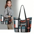 thumbnail image 1 of Women’s Large Capacity Tote Bag | Stylish PVC Lattice Handbag | Versatile Shoulder Bag | Spacious Work Travel Purse | 38x26x12cm | Blue, Orange, Gray | 1pc, 1 of 6
