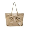 thumbnail image 1 of Women's Large Capacity Tote Shoulder Bag | Big Bow Design | PU Leather | 29x28x13cm | Brown, White, Khaki | Fashion & Practical Crossbody Bag, 1 of 7