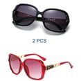 thumbnail image 1 of Women's Large Frame Sunglasses, Women's Polarized UV400 Protection Sunglasses Glasses/Black+Red/2PCS, 1 of 5