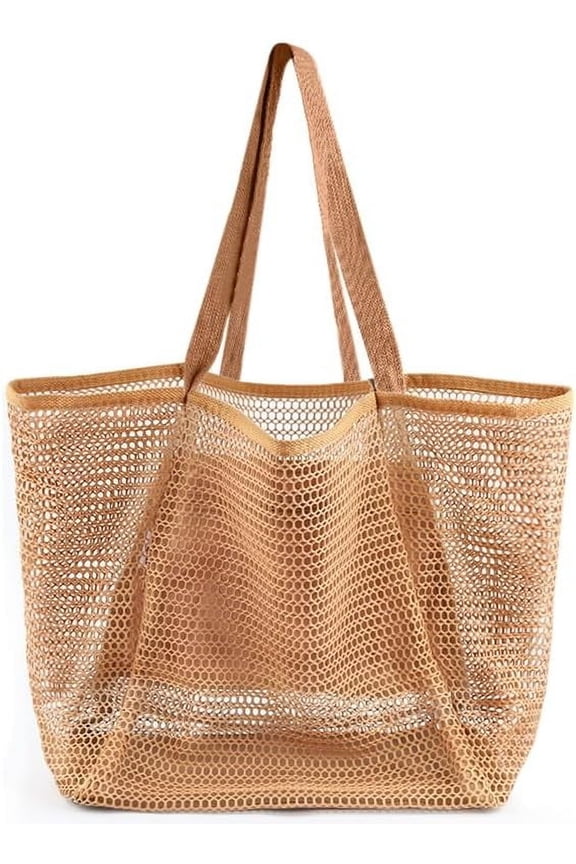 Women's Large Mesh Beach Tote Bag - Sandproof Foldable with Inner Pockets | 24L Lightweight Pool Bag