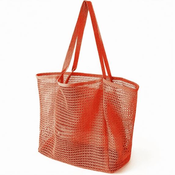Women's Large Mesh Beach Tote Bag - Sandproof Foldable with Inner Pockets | 24L Lightweight Pool Bag
