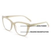 Women s Large Oversized Progressive Clear Lens Reading Glasses   No Line Multifocus AR Readers   Zero Power on Top CR29 +1.25