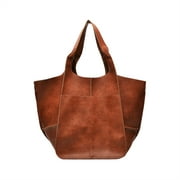 Women's Large PU Leather Satchel Handbag Crossbody Oversized Bag Shoulder Bags Purse Soft Handbag-E