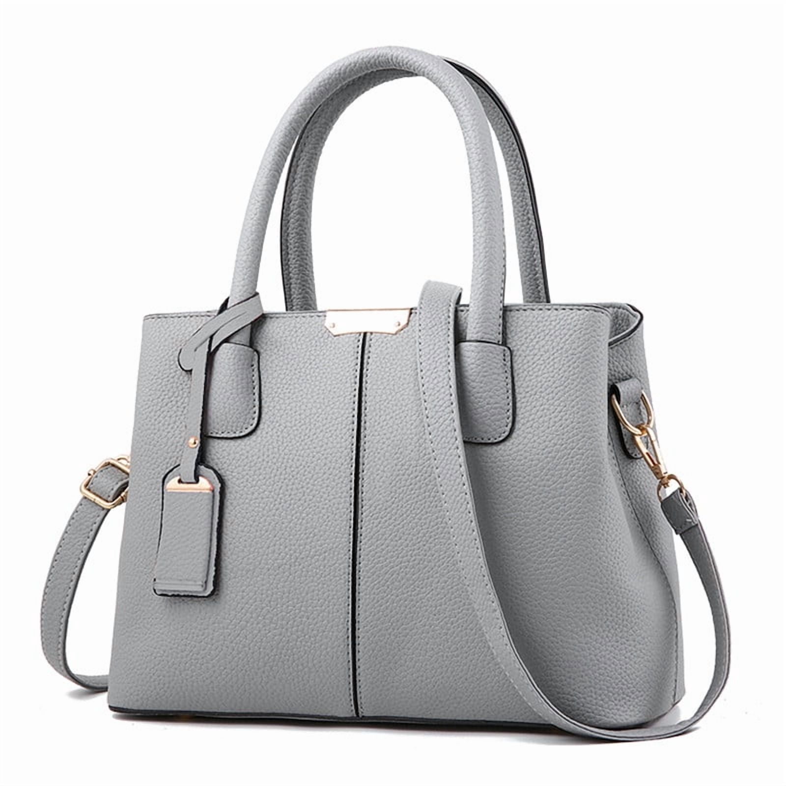 Women’s Large PU Leather Tote Handbag with Removable Shoulder Strap, Roomy Satchel Purse with Multiple Pockets for Work & Travel, 11.8×5.1×8.3 inches(Gray)