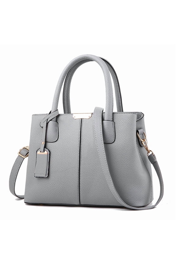 Women’s Large PU Leather Tote Handbag with Removable Shoulder Strap, Roomy Satchel Purse with Multiple Pockets for Work & Travel, 11.8×5.1×8.3 inches(Gray)
