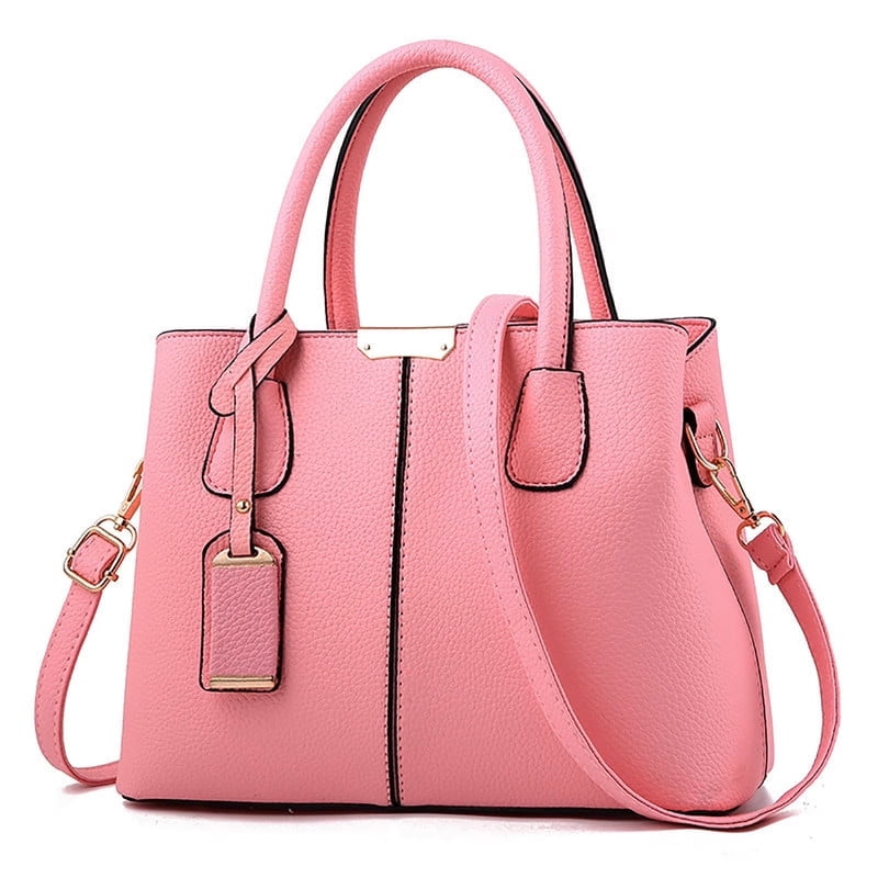 Women’s Large PU Leather Tote Handbag with Removable Shoulder Strap, Roomy Satchel Purse with Multiple Pockets for Work & Travel, 11.8×5.1×8.3 inches(Pink)