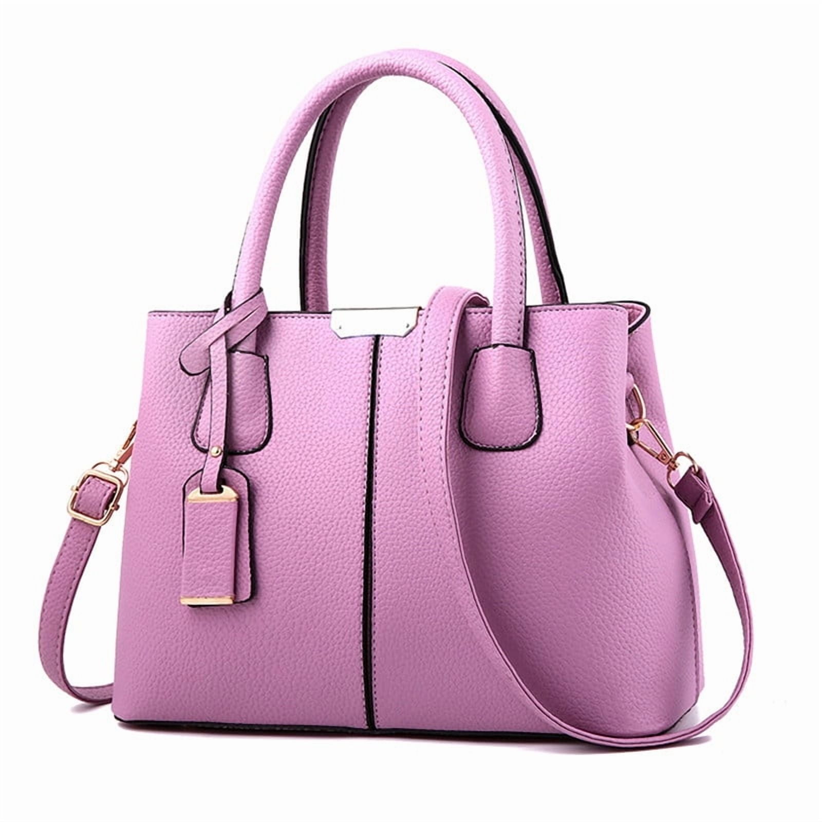 Women’s Large PU Leather Tote Handbag with Removable Shoulder Strap, Roomy Satchel Purse with Multiple Pockets for Work & Travel, 11.8×5.1×8.3 inches(Purple)