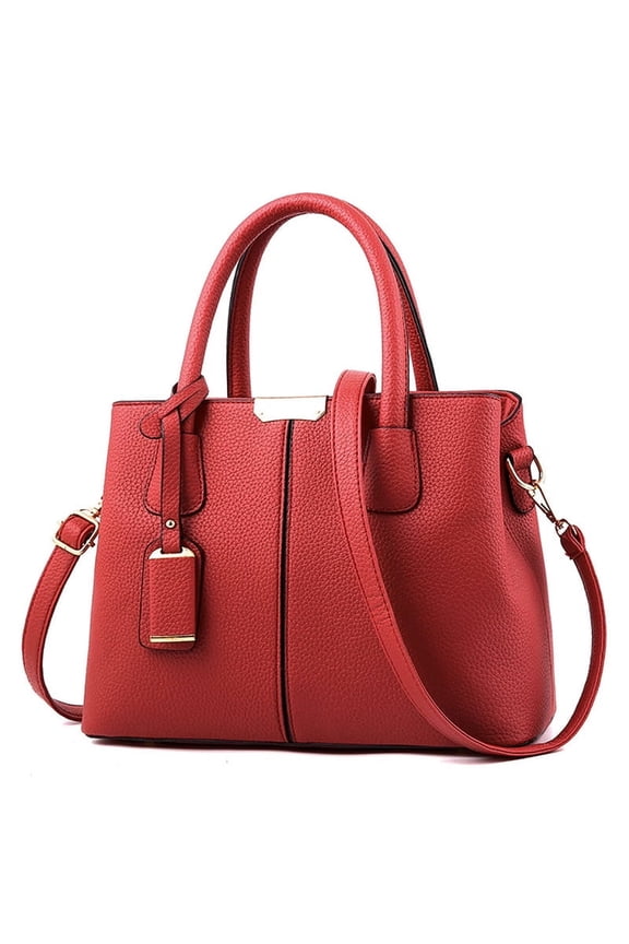 Women’s Large PU Leather Tote Handbag with Removable Shoulder Strap, Roomy Satchel Purse with Multiple Pockets for Work & Travel, 11.8×5.1×8.3 inches(Red)