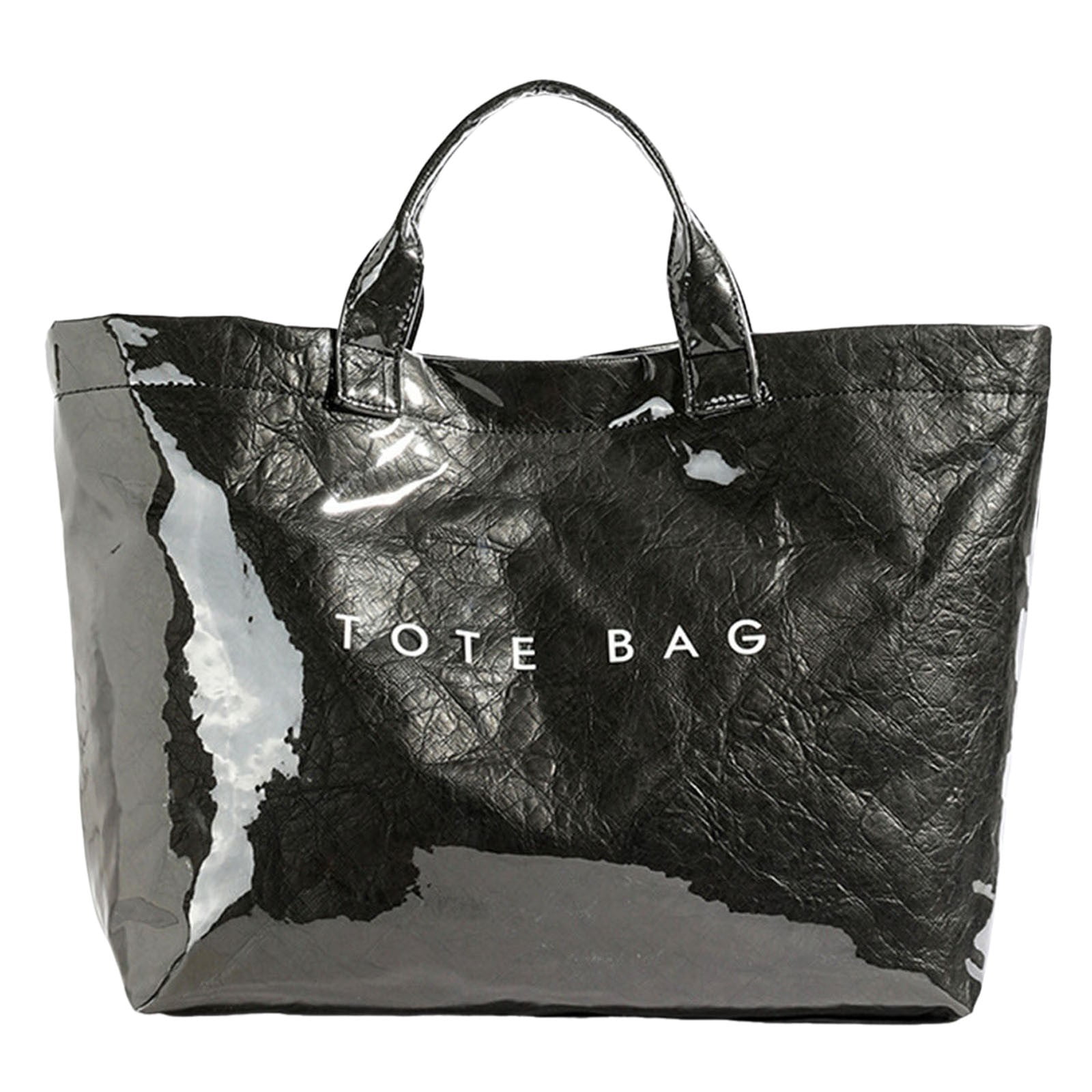 Hibear PVC & Kraft Paper Tote Bag - Snake Print Large Work Tote, Waterproof, Top Handle - View #5