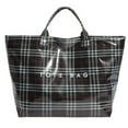 thumbnail image 1 of Women's Large PVC Tote Bag, Plastic Tote Bag, Black Red Plaid Print-Letter Tote Bag, Shopping Handbag, Travel Canvas Bag, Christmas Gift, 1 of 8