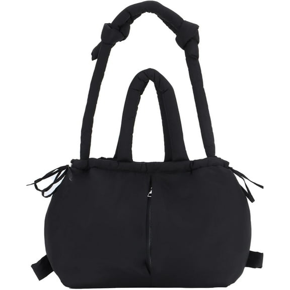 Women's Large Plush Handbag, Quilted Purse, Soft Fashion Lightweight Shoulder Bag, Drawstring Hobo Bag