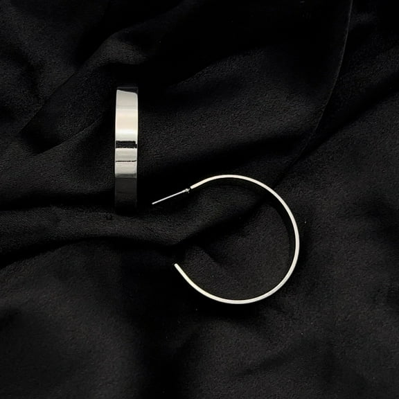 Women's Large Silver Flat Hoop Earrings by Howard's