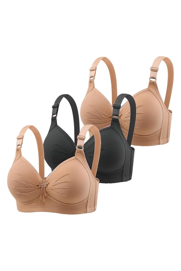 Women's Large Size Adjustable Full Cup Bra Push-Up Breathable Wireless Comfort Fit Ideal for Daily Wear and Active Lifestyle #Beige,M