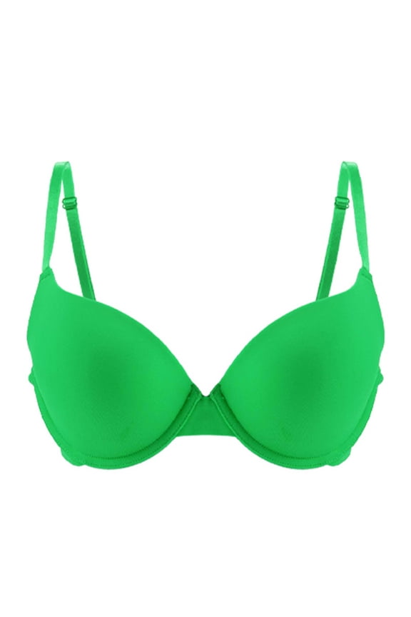 Women's Large Size Bra Big Chest Gathered Top Droop-proof Adjustable Comfortable Underwear Daily Bra Green M