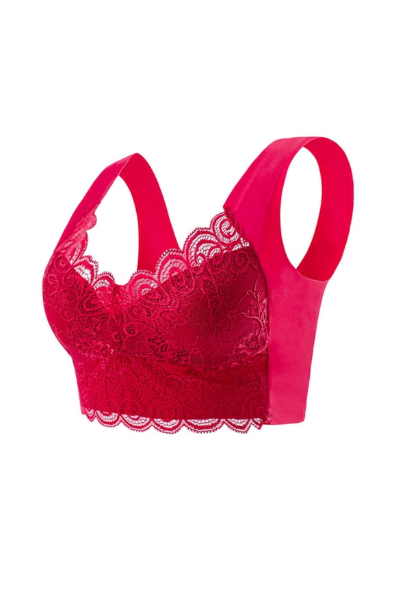 Women's Large Size Gathered Back Bra - No Steel Ring, Lace Wrapped, Seamless Sleep Vest - L-XXXXL Sizes, Nylon