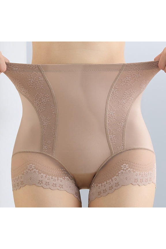 Women's Large Size Lace Safety Pants Waist-lifting Hip-shaping Pants Underwear Microfiber Cheeky Panties Senior Front Loose Elasticity Plus Size