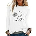 thumbnail image 1 of Women's Large-Size Long-Sleeve Printed Dandelion Pattern Top Solid Color Shirts, 1 of 1