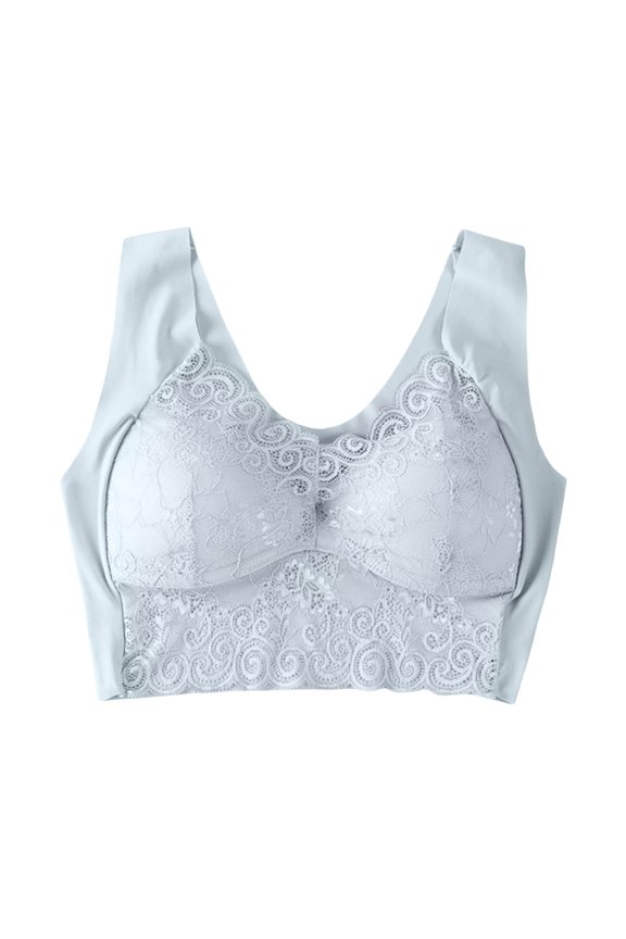 Women's Large Size Wireless Lace Vest Bra Thin Side Push Up Adjustable Bra