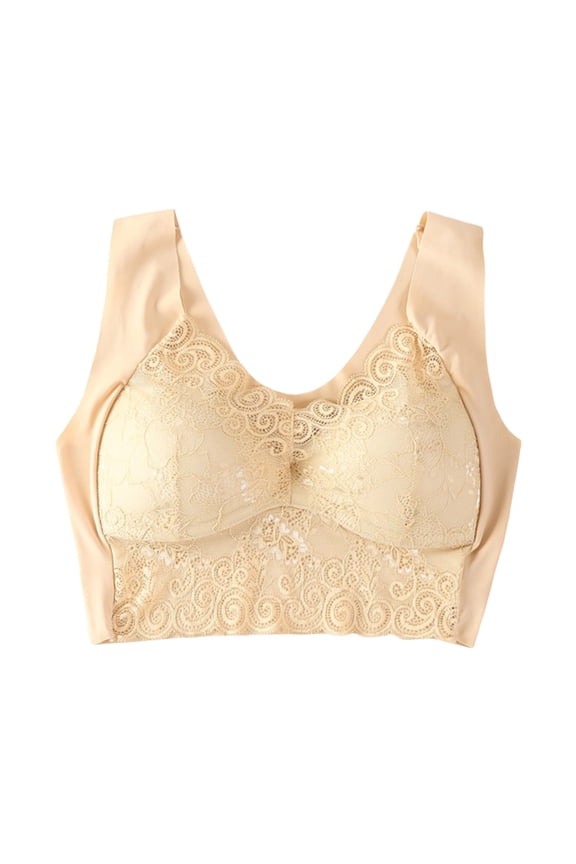 Women's Large Size Wireless Lace Vest Bra Thin Side Push Up Adjustable Bra
